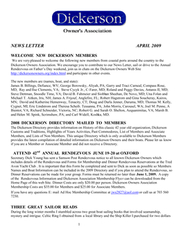 News Letter April 2009
