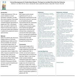 Cervical Decompression for Tandem Spinal Stenosis: the Impact on Low Back Pain at One-Year Follow-Up Matthew D