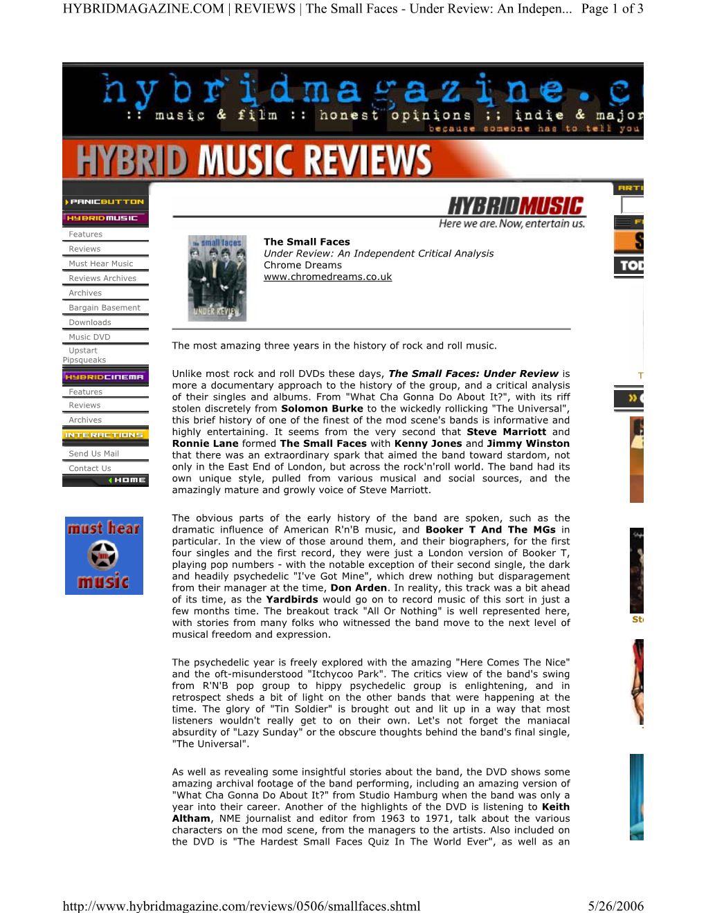 Page 1 of 3 HYBRIDMAGAZINE.COM | REVIEWS | the Small Faces