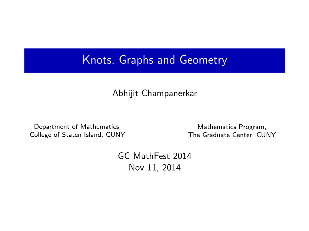 Knots, Graphs and Geometry