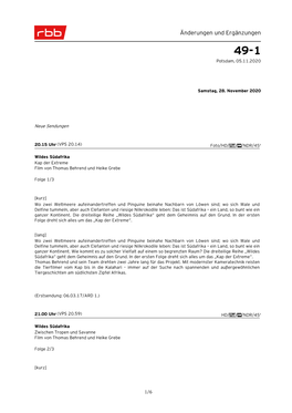 Änderungen Und Ergänzungen 49-1 Potsdam, 05.11.2020