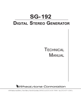 SG-192 Digital Stereo Generator