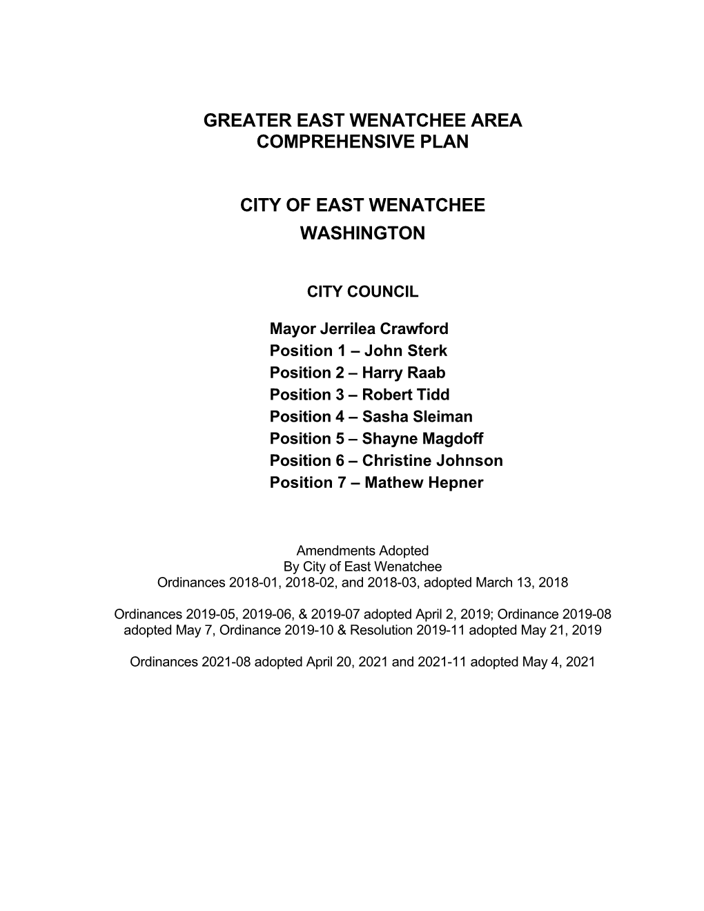 Greater East Wenatchee Area Comprehensive Plan