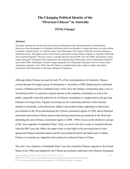 The Changing Political Identity of the “Overseas Chinese” in Australia