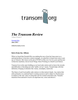 The Transom Review Volume 11/Issue 3 Neenah Ellis June 2011