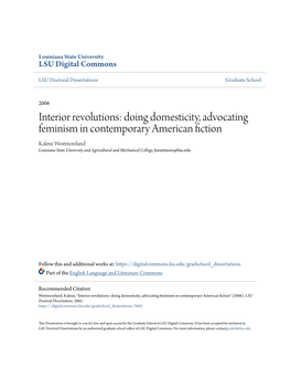 Doing Domesticity, Advocating Feminism in Contemporary American