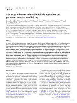 Advances in Human Primordial Follicle Activation and Premature Ovarian Insufficiency