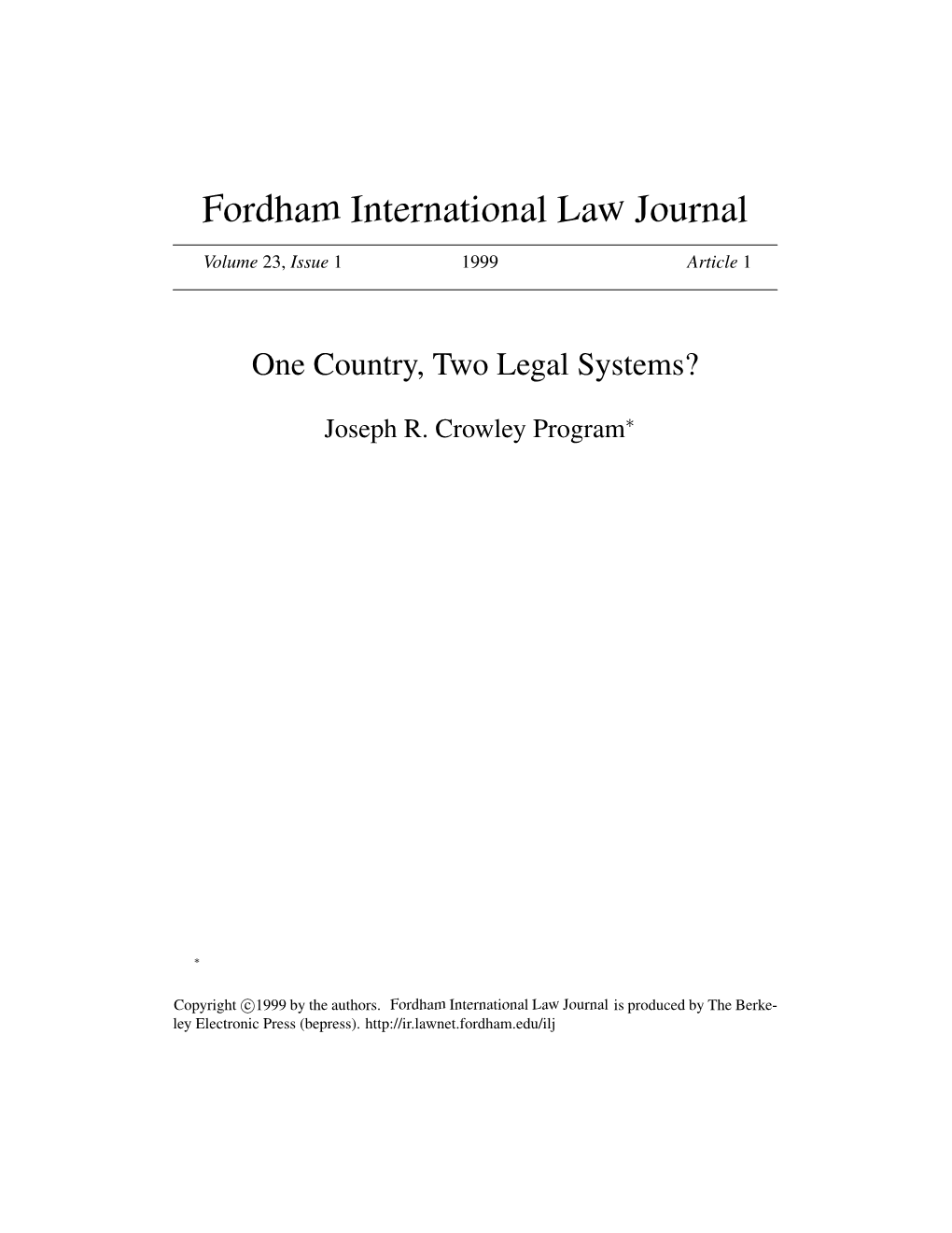 One Country, Two Legal Systems?