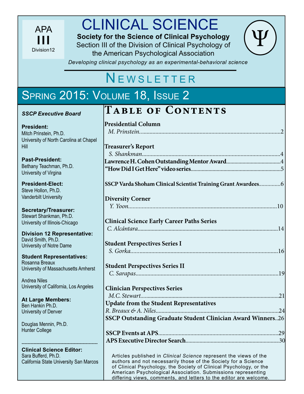 Spring 2015: Volume 18, Issue 2