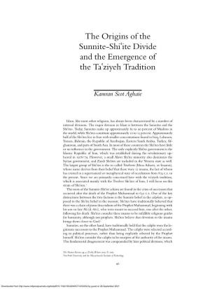 The Origins of the Sunnite-Shiite Divide and the Emergence of The