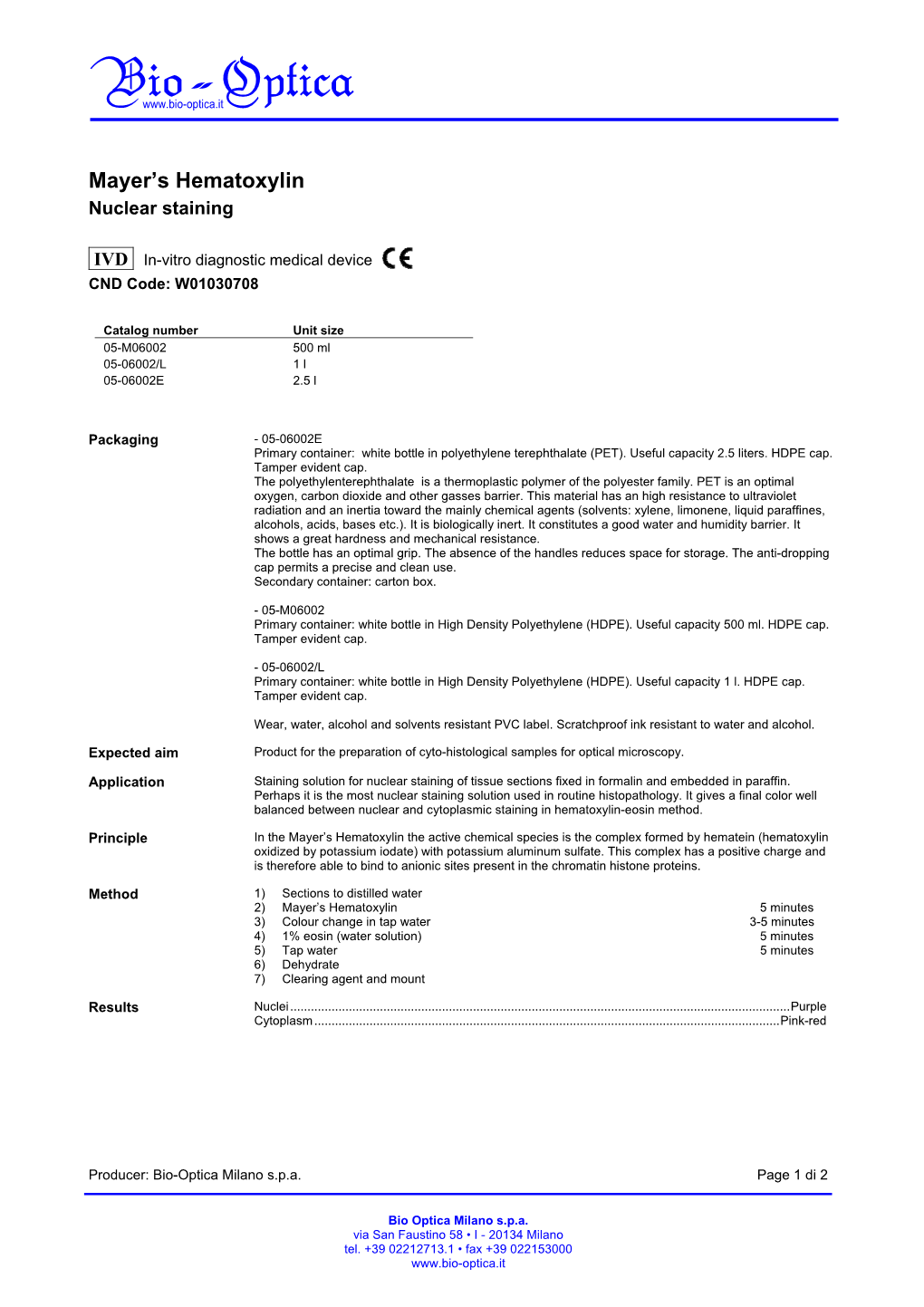 Mayer's Hematoxylin