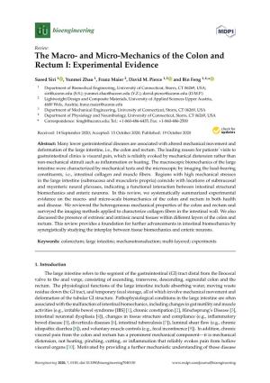 And Micro-Mechanics of the Colon and Rectum I: Experimental Evidence