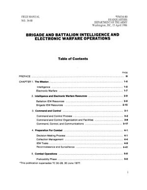 Brigade and Battalion Intelligence and Electronic Warfare Operations