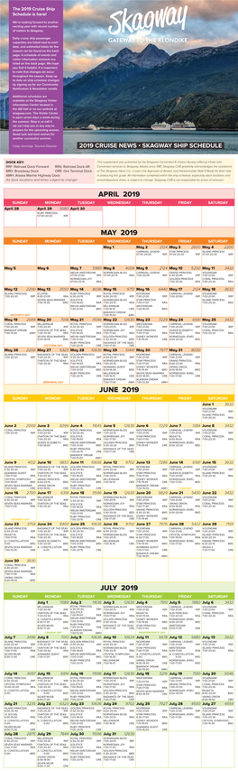 2019 Skagway Cruise Ship Schedule