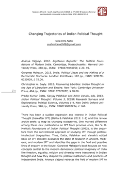 Changing Trajectories of Indian Political Thought
