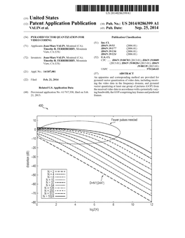 (12) Patent Application Publication (10) Pub. No.: US 2014/0286399 A1 VALIN Et Al