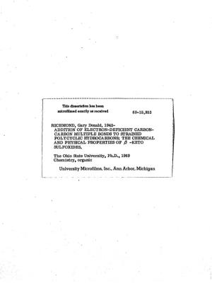 University Microfilms, Inc., Ann Arbor, Michigan ADDITION of ELECTRON-DEFICIENT CARBON-CARBON