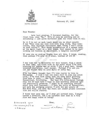 Sinclair Lewis to Brenda Ueland, February-April 1942