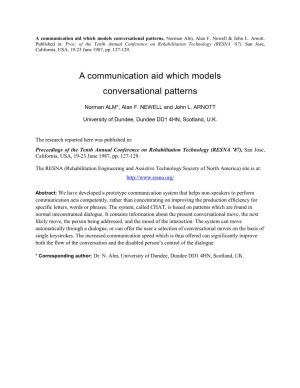 A Communication Aid Which Models Conversational Patterns