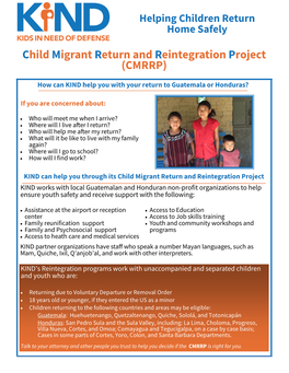 Child Migrant Return and Reintegration Project (CMRRP)