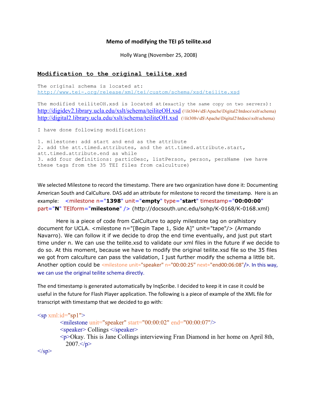 Memo of Modifying the TEI P5 Teilite.Xsd