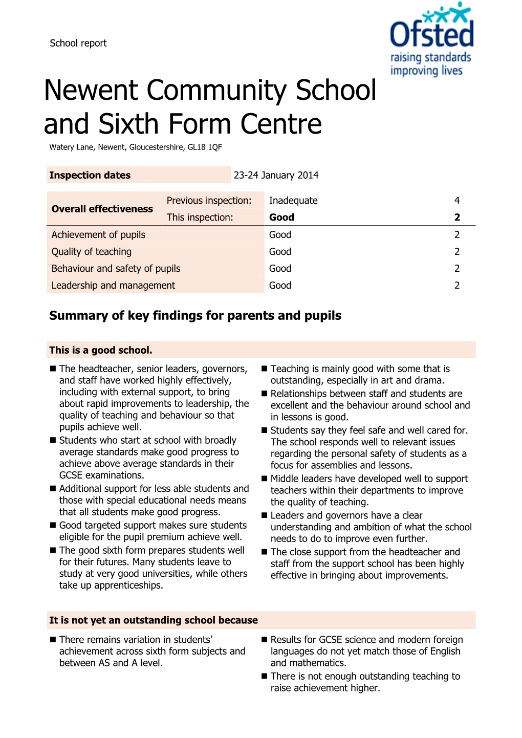 Newent Community School and Sixth Form Centre Watery Lane, Newent, Gloucestershire, GL18 1QF