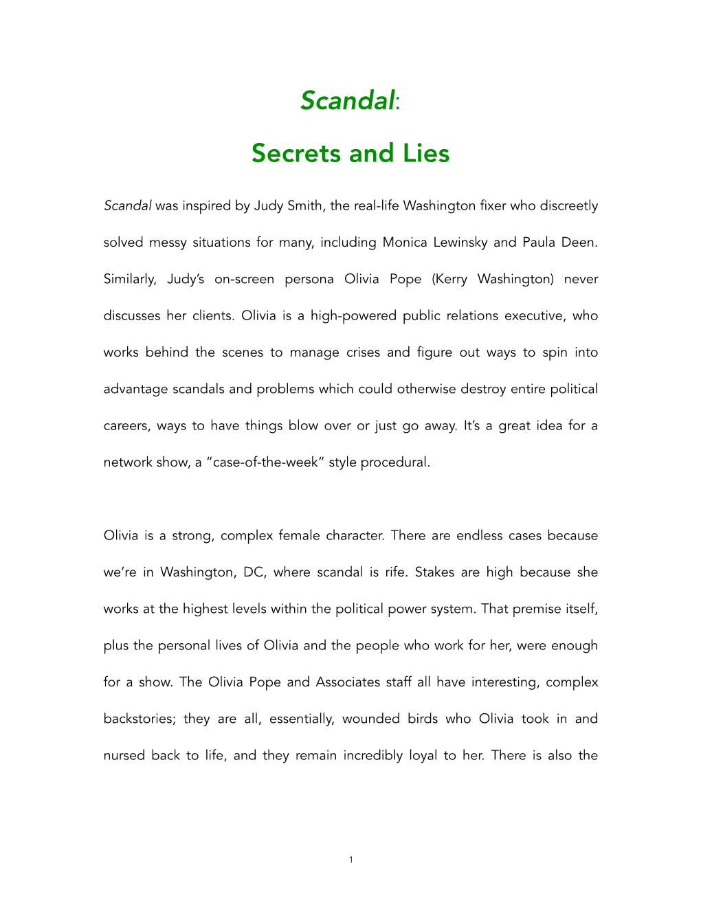 Scandal: Secrets and Lies