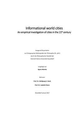 Informational World Cities an Empirical Investigation of Cities in the 21St Century