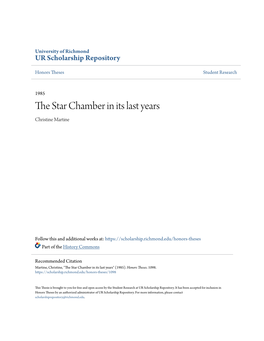 The Star Chamber in Its Last Years