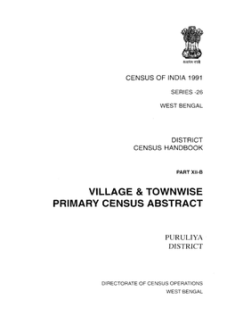 Village & Townwise Primary Census Abstract, Puruliya, Part XIII-B