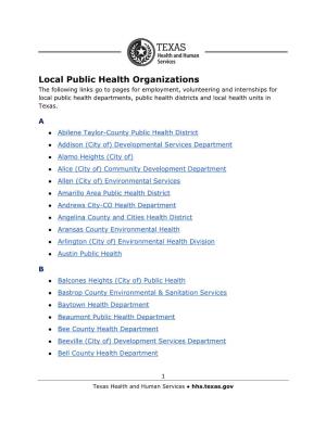 Local Health Department Internships