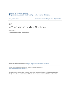 A Translation of the Malia Altar Stone Peter Z