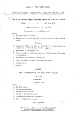 The West Indies (Federal) Order in Council, 1957