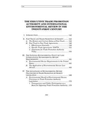 The Executive Trade Promotion Authority and International Environmental Review in the Twenty-First Century