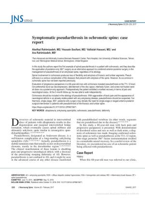 Symptomatic Pseudarthrosis in Ochronotic Spine: Case Report