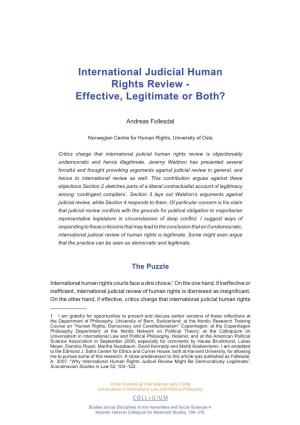 International Judicial Human Rights Review - Effective, Legitimate Or Both?