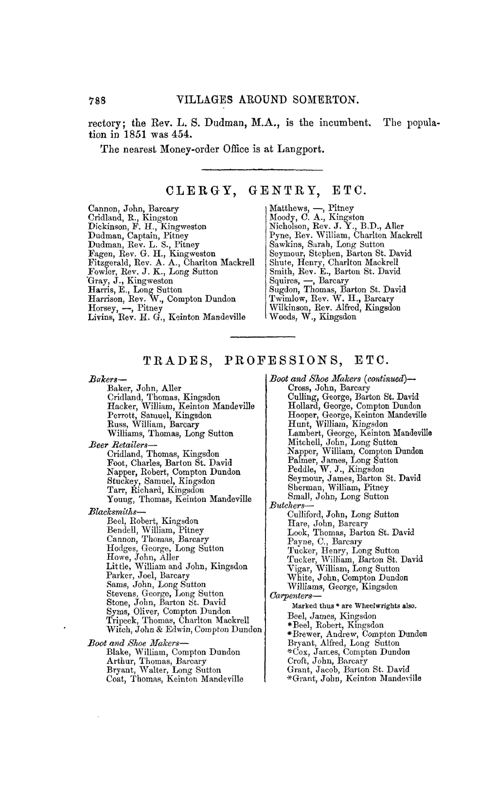 CLERGY, GENTR Y, ETC. Ca.Nnon, John, Barcary Matthews, -, Pitney Cridland, R., Kingston Moody, C