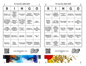 Top Hits from 2006 to 2009 Bingo Cards
