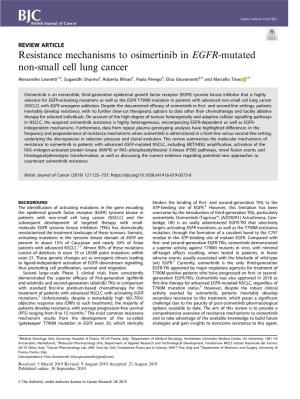 Resistance Mechanisms to Osimertinib in EGFR-Mutated Non-Small Cell Lung Cancer