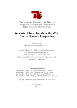 Analysis of New Trends in the Web from a Network Perspective
