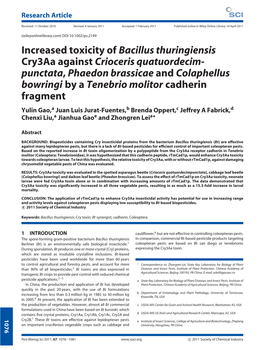 Increased Toxicity of Bacillus Thuringiensis Cry3aa Against Crioceris Quatuordecimpunctata, Phaedon Brassicae and Colaphellus Bo