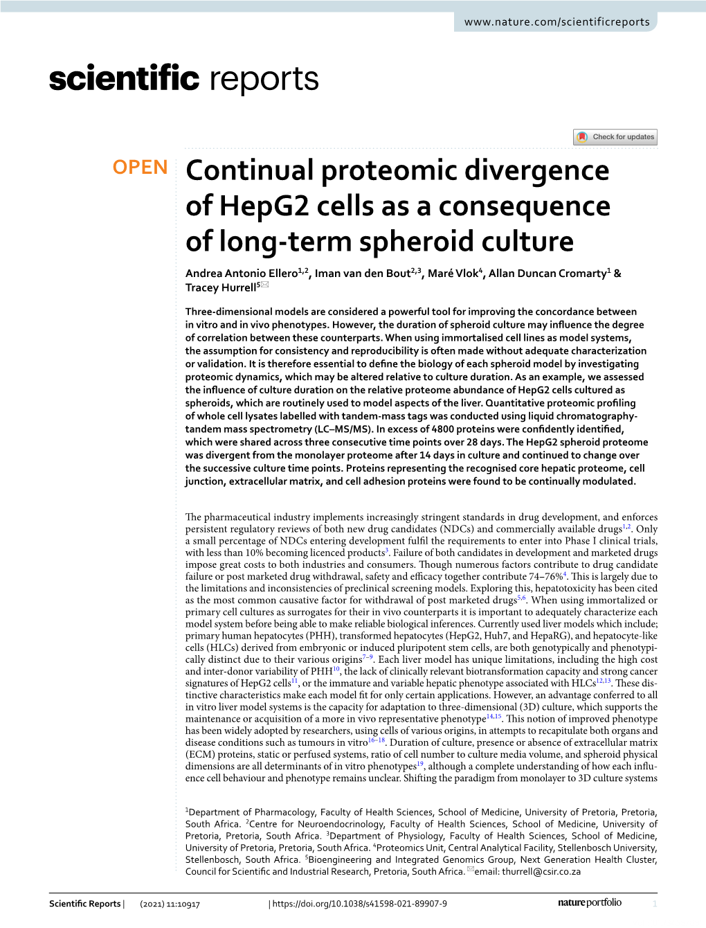 Continual Proteomic Divergence of Hepg2 Cells As a Consequence Of