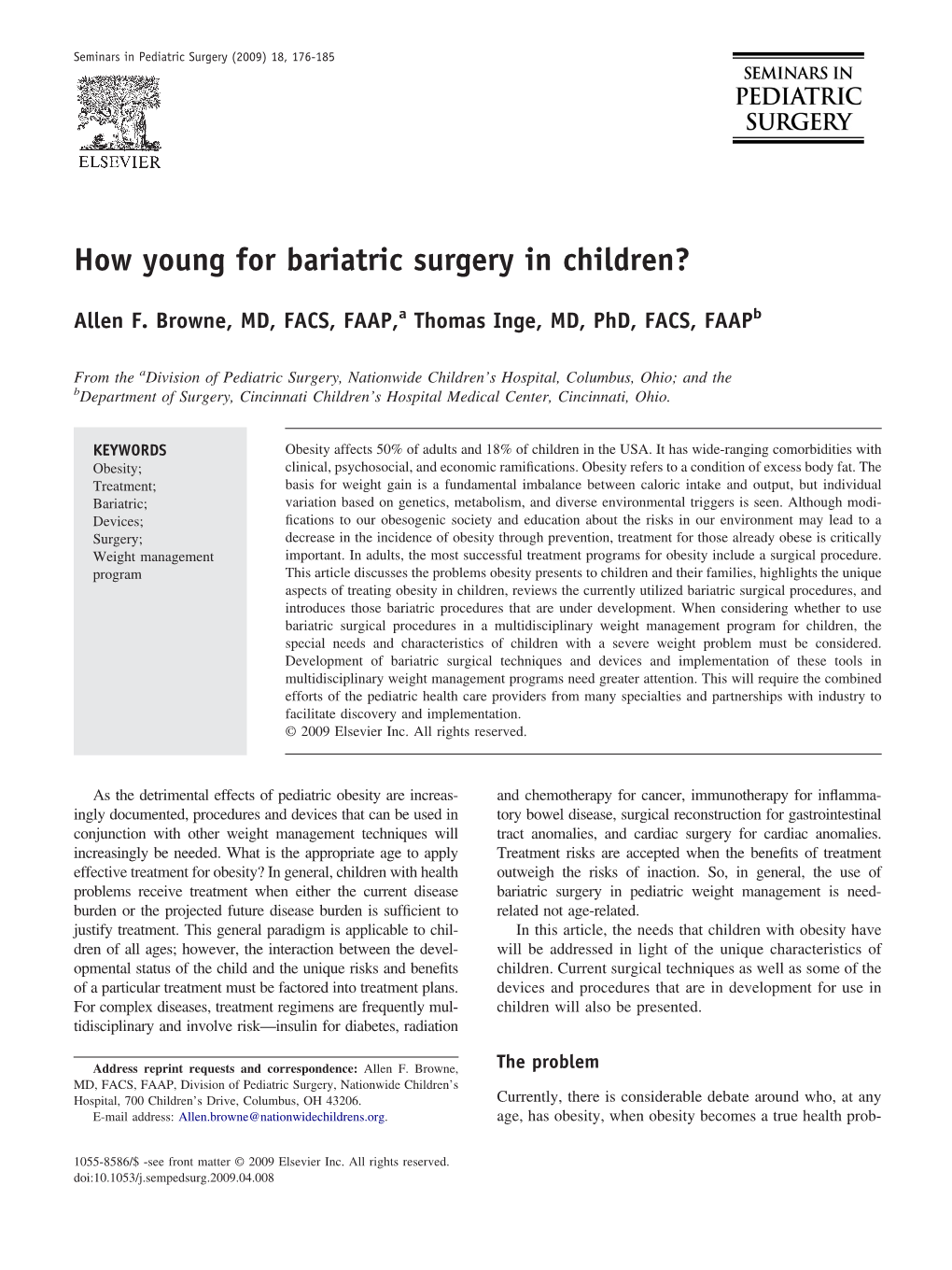 How Young for Bariatric Surgery in Children?