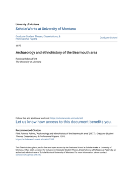 Archaeology and Ethnohistory of the Bearmouth Area