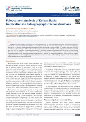 Paleocurrent Analysis of Kolhan Basin: Implications to Paleogeographic Reconstructions