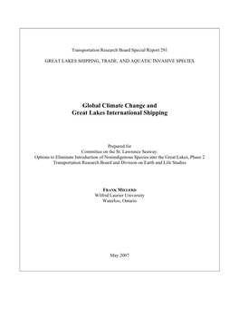 Global Climate Change and Great Lakes International Shipping