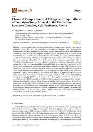 Chemical Composition and Petrogenetic Implications of Eudialyte-Group Mineral in the Peralkaline Lovozero Complex, Kola Peninsula, Russia