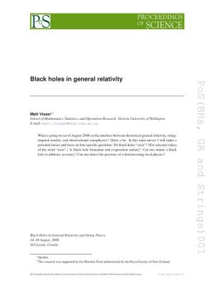 Black Holes in General Relativity