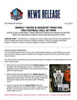 Weekly “Notes & Nuggets”