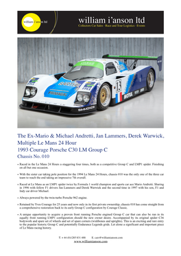 Courage Porsche C30 LM Group C Chassis No